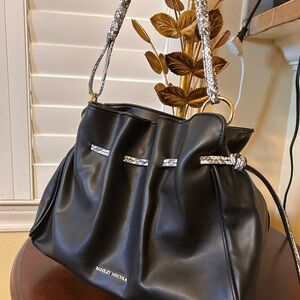 Badgley Mischka Black and Silver Shoulder Bag